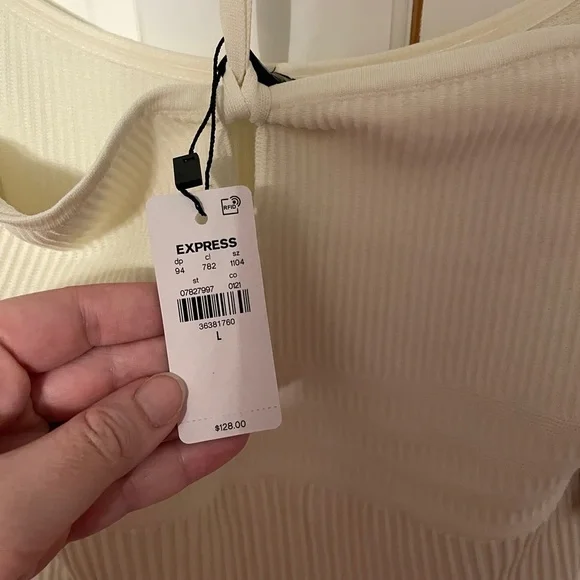 NWT Express Ribbed Halter Midi Dress w/ Fringe - Picture 7 of 9